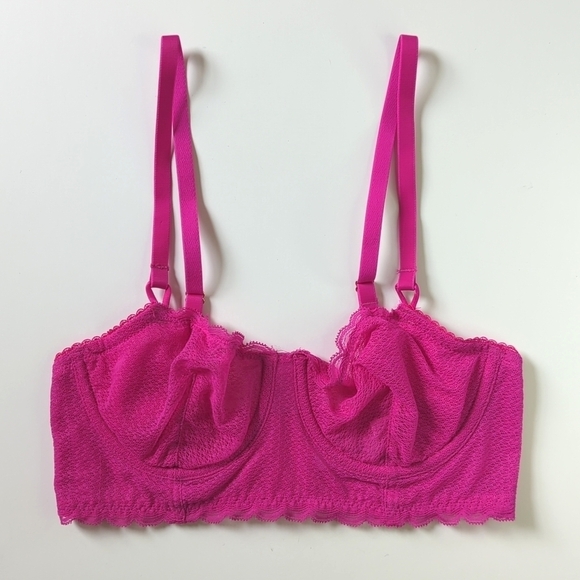 Auden Classic Lightweight Mesh & Lace Unlined Underwire Bra Magenta Pink 32B - Picture 1 of 12